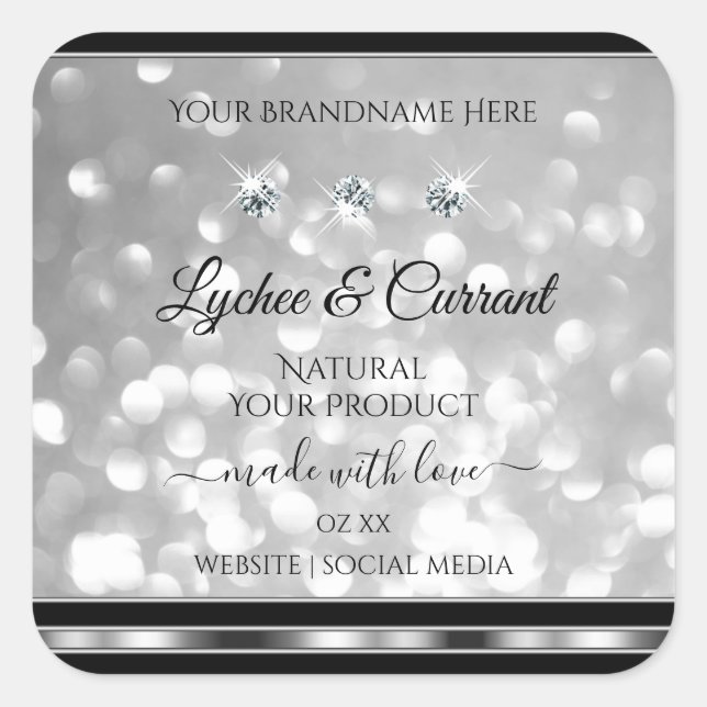 Adesivo Quadrado Rótulos de produto de espumante (Frente)