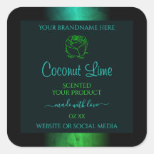 Rótulos de Produto Floral Moderno Teal e Verde Mar