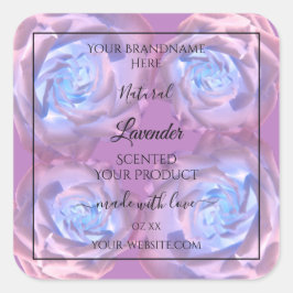 Adesivo Quadrado Rótulos de produto floreal Rosas azuis