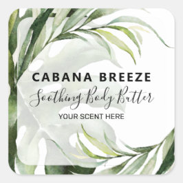 Adesivo Quadrado Rótulos de Produto Tropicais