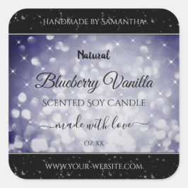 Adesivo Quadrado Rótulos de produtos com brilho azul-espumante do o