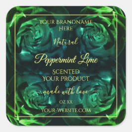 Adesivo Quadrado Rótulos de produtos para Rosas verdes e lacrimogên