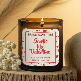 Adesivo Quadrado Rótulos de Velas Personalizados Smells Like Valent