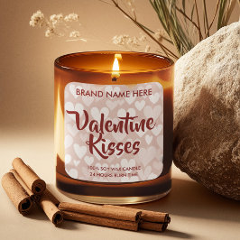Adesivo Quadrado Rótulos de Velas Rosa Personalizados Beijos de Nam