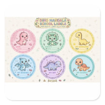 Rótulos Escolares Mandala de Dinossauro Rosa Fofo