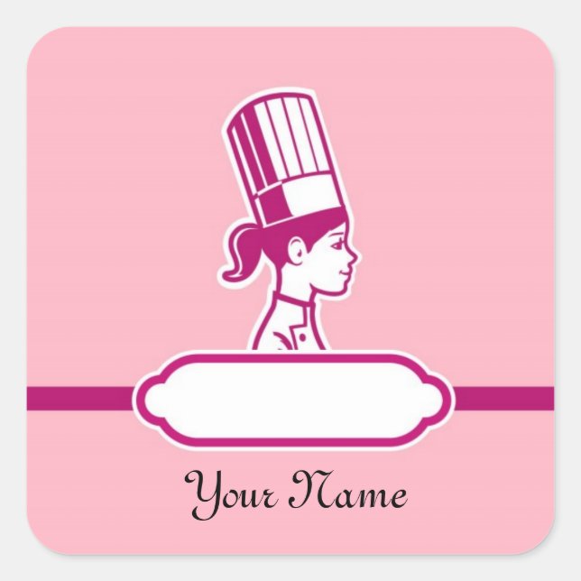 Adesivo Quadrado Rótulos Grandes Personalizados do Chef (Frente)