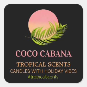 Adesivo Quadrado Rótulos modernos de produtos de velas tropicais