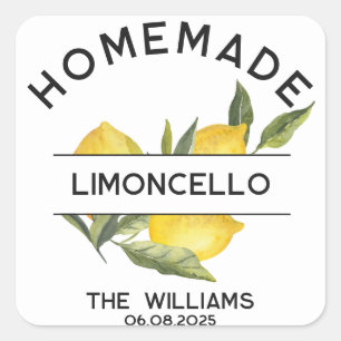 Adesivo Quadrado Rótulos Personalizados de Limoncello Italiano Case