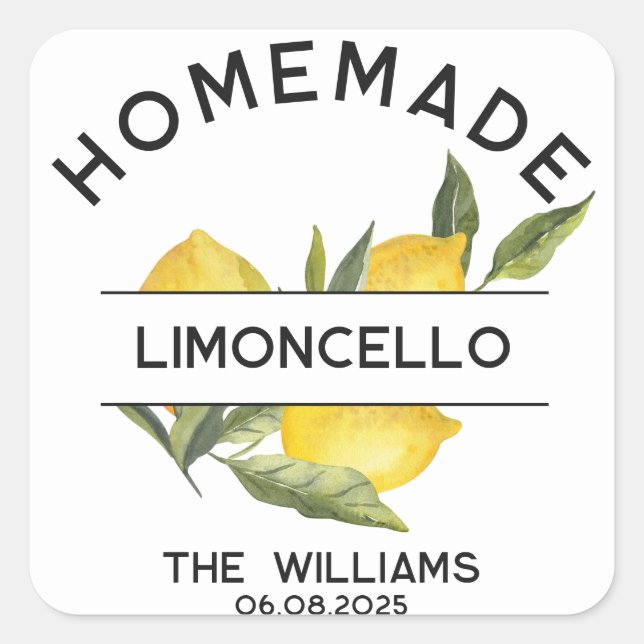 Adesivo Quadrado Rótulos Personalizados de Limoncello Italiano Mode (Frente)