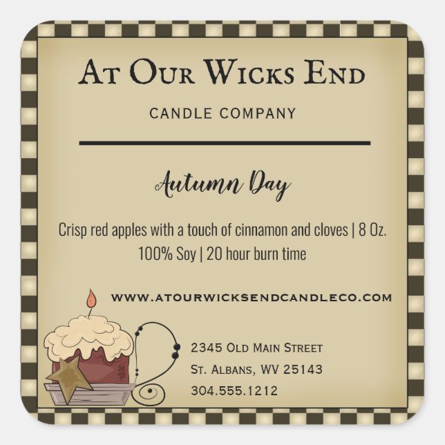 Adesivo Quadrado Rótulos Primitivos De Velas Para Países (Frente)