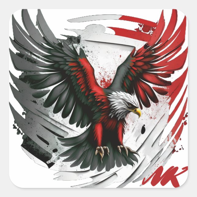 Adesivo Quadrado rótulos vermelhos e pretos (Frente)