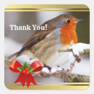 Adesivo Quadrado Roubo fofo de texto personalizado Obrigado