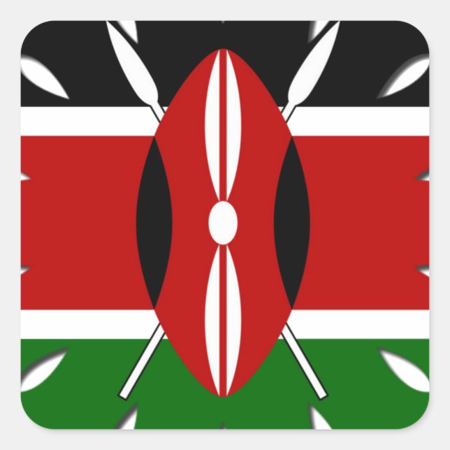 Adesivo Quadrado Round Kenyan Motif: Um Símbolo Nacional (Frente)