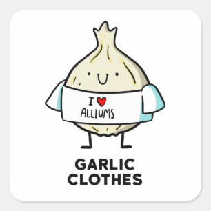 Adesivo Quadrado Roupas de alho Alho Alho-Pun-Sticker