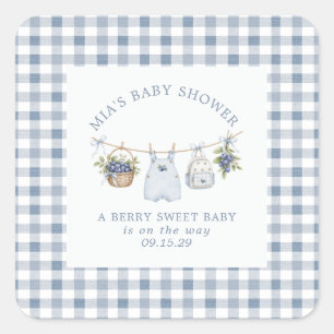 Adesivo Quadrado Roupas de Bebê Berry Sweet Clothesline Chá de Bebê