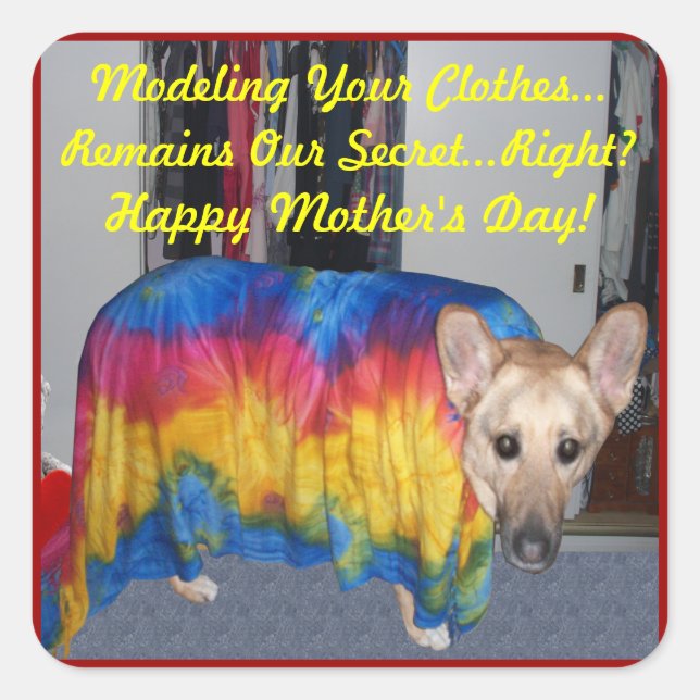 Adesivo Quadrado Roupas de modelagem de dias de as mães (Frente)