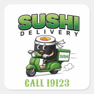 Adesivo Quadrado 🍣 Roupas para Equipe de Entrega de Restaurante de