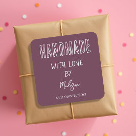 Adesivo Quadrado Roxa | Feita À Mão Com Vinheta Quadrada Com Amor