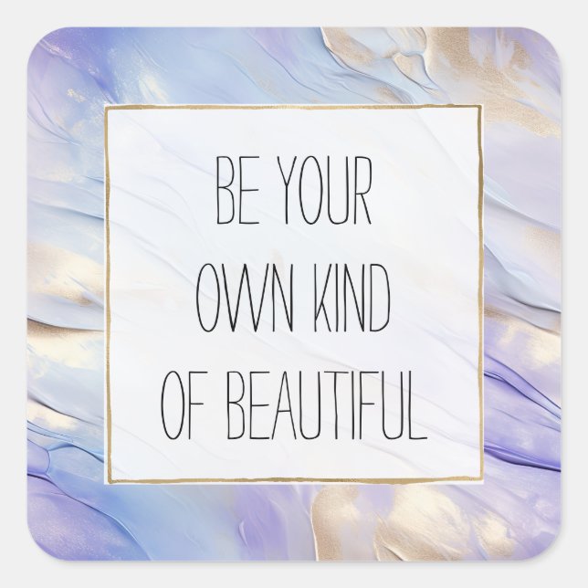 Adesivo Quadrado Roxo Azul Sonhador Névoa Pérola Dourada  (Frente)