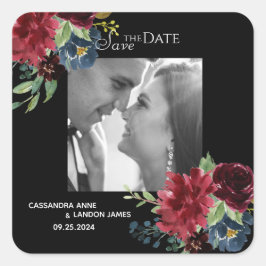 Adesivo Quadrado Roxo Bege Foto Floral Elegante Aquarela