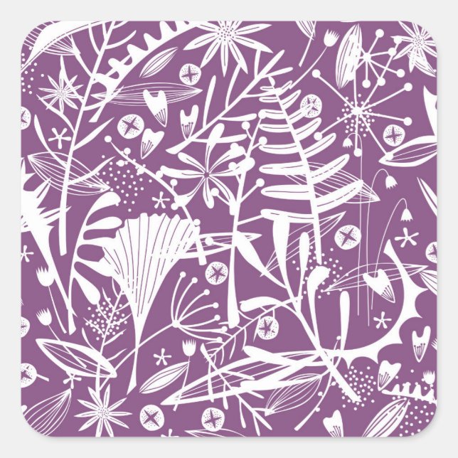 Adesivo Quadrado Roxo Botatânico Moderno (Frente)