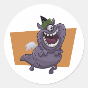 Adesivo Quadrado roxo da laranja do monstro do vôo