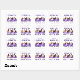 Adesivo Quadrado Roxo Dar Para Ganhar Dia Internacional da Mulher 2