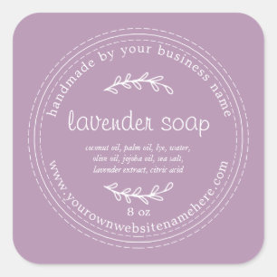Adesivo Quadrado Roxo de sabão de Lavanda artesanal