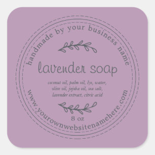 Adesivo Quadrado Roxo de sabão de Lavanda artesanal