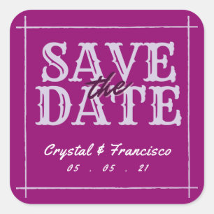 Adesivo Quadrado Roxo Divertido Salve A Data