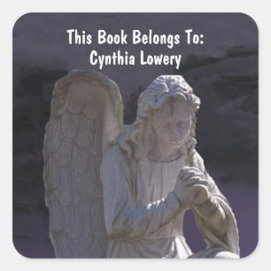 Adesivo Quadrado Roxo Praying de pedra branco calmo da estátua do