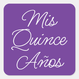 Adesivo Quadrado Roxo Real Branco Moderno Rótulo Mis Quince Anos