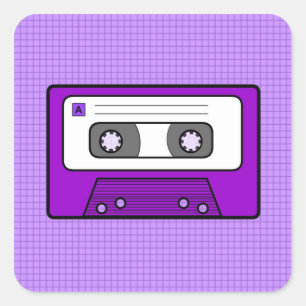 Adesivo Quadrado Roxo retro 80" s Mixtape