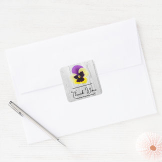 Adesivo Quadrado Roxo Russo e Pansão Amarelo Obrigado Sticker