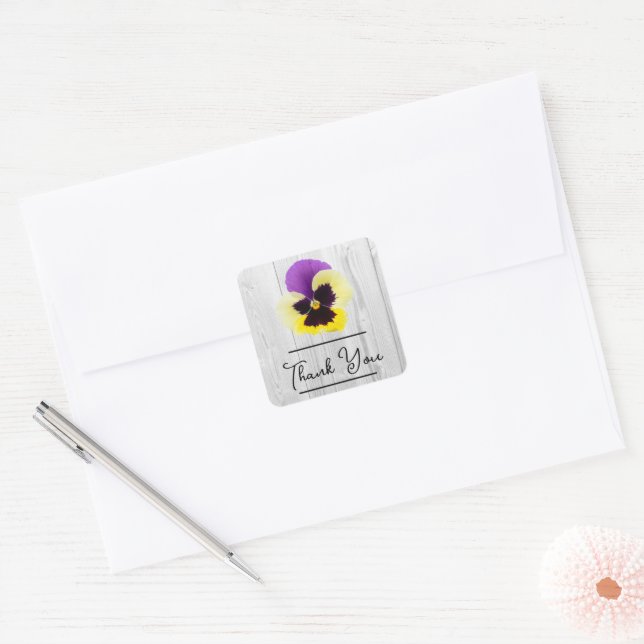 Adesivo Quadrado Roxo Russo e Pansão Amarelo Obrigado Sticker (Envelope)
