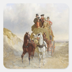 Adesivo Quadrado Royal Mail treina na estrada, 1841 (óleo na