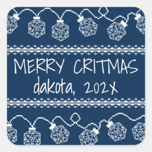 Adesivo Quadrado RPG Luzes azuis Fantasy Tabletop Gamer Dice