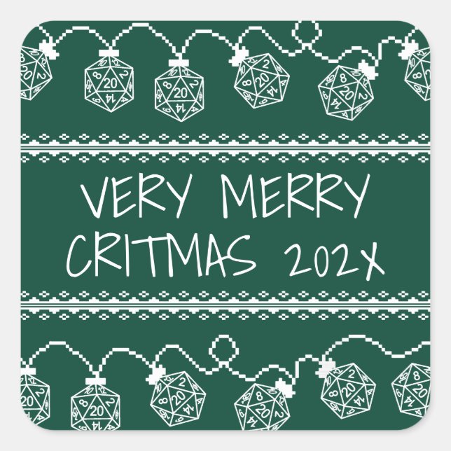 Adesivo Quadrado RPG Luzes verdes | Fantasy Tabletop Gamer Dice (Frente)