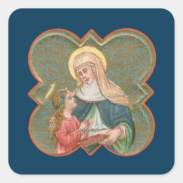 Adesivo Quadrado Rua. Anne e BVM num Quatrefoil Barbed (BK67)