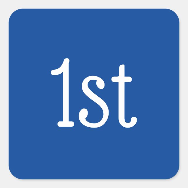 Adesivo Quadrado Rua azul e branca, primeira  Prêmio vencedora (Frente)