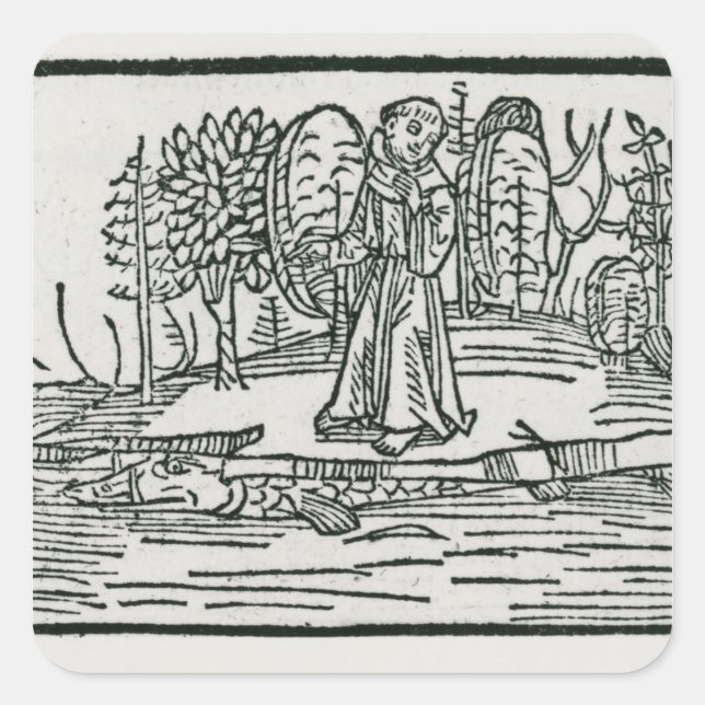 Adesivo Quadrado Rua. Brendan na ilha de peixes. (Frente)