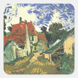 Adesivo Quadrado Rua da Aldeia em Auvers por Vincent van Gogh
