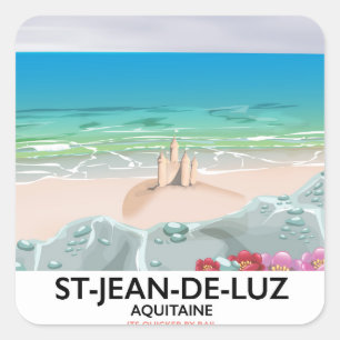 Adesivo Quadrado Rua-Jean-de-Luz, Poster de viagens de Aquitânia