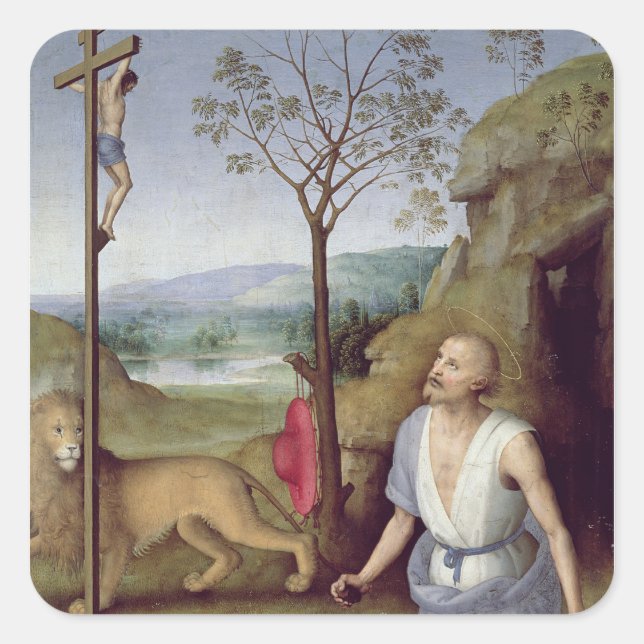 Adesivo Quadrado Rua. Jerome no Deserto, c.1499-1502 (Frente)