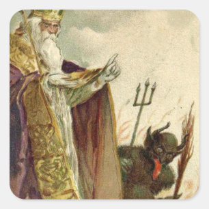 Adesivo Quadrado Rua Nicholas Krampus Pitchfork Priest