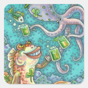 Adesivo Quadrado Rua, PEIXE DE PADDY E CADEIRAS OCTOPUS À CERVEJA V