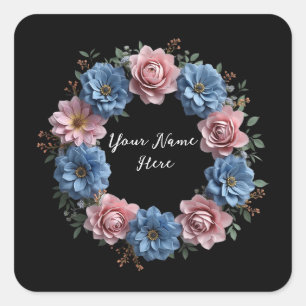 Adesivo Quadrado Rua Personalizada das Flores Vermelhas e Azuis Dus