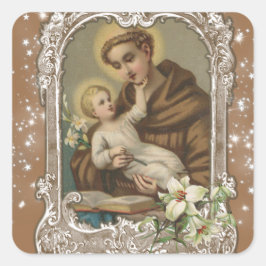 Adesivo Quadrado Rua Religiosa. Anthony Baby Jesus Padre Católico C