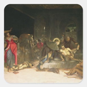 Adesivo Quadrado Rua, Roch Curando a Peste