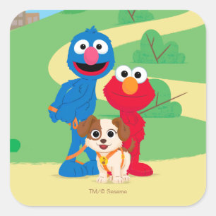 Adesivo Quadrado Rua Sésamo Tango Com Grover E Elmo